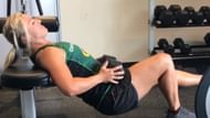 Hip thrusts exercise can be done using dumbbells. (Photo via Instagram/ange.reakes_ep)